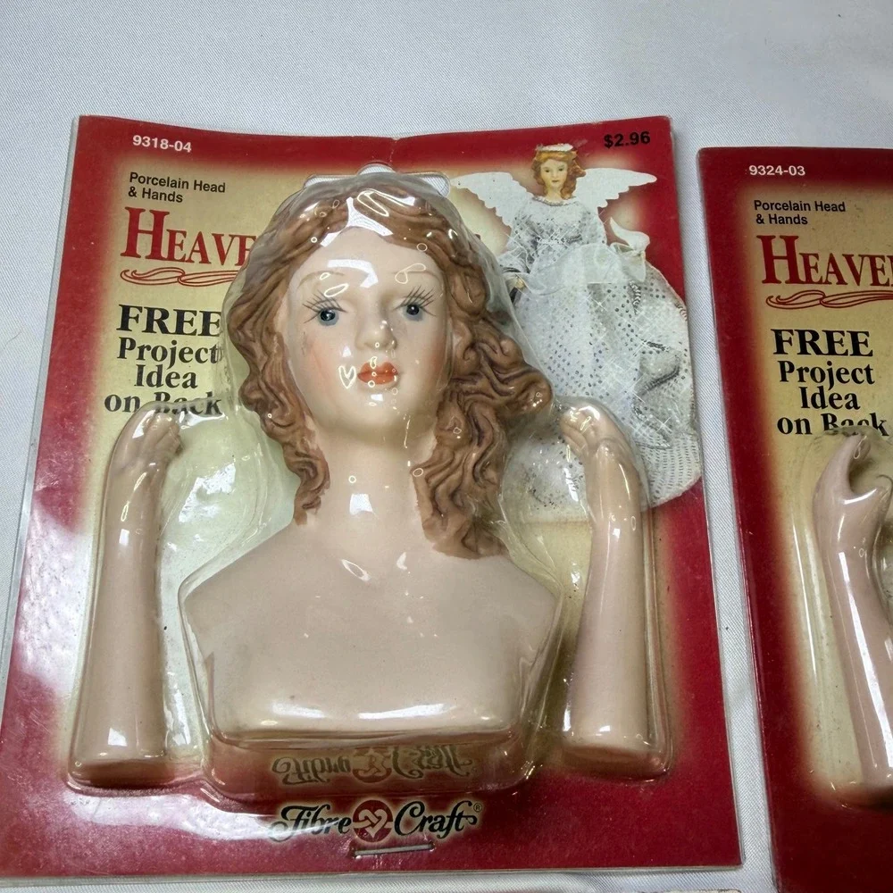 Vintage Fibre-Craft Heavenly Porcelain‎ Angel Tree Topper Head Hands Kit Lot 4